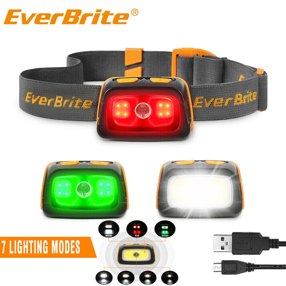 EverBrite LED Headlamp Rechargeable 7 Lighting Modes Red＆Green Light Tail Light