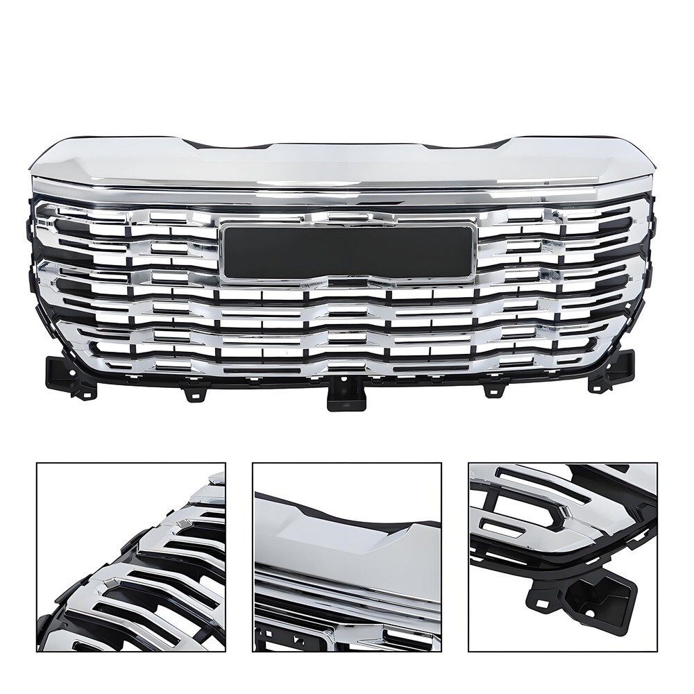 Front Bumper Grille With Camera Hole For 2022-2024 GMC Sierra 1500 Denali Chrome