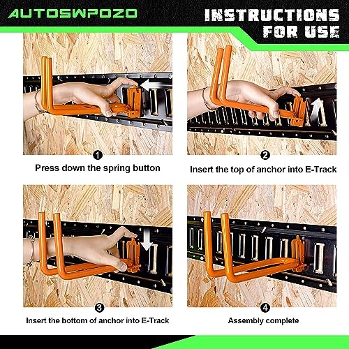 2-Pack E-Track Heavy Duty Shovel/Tool Hanger, E Track Hooks for Tools, 2 Pack