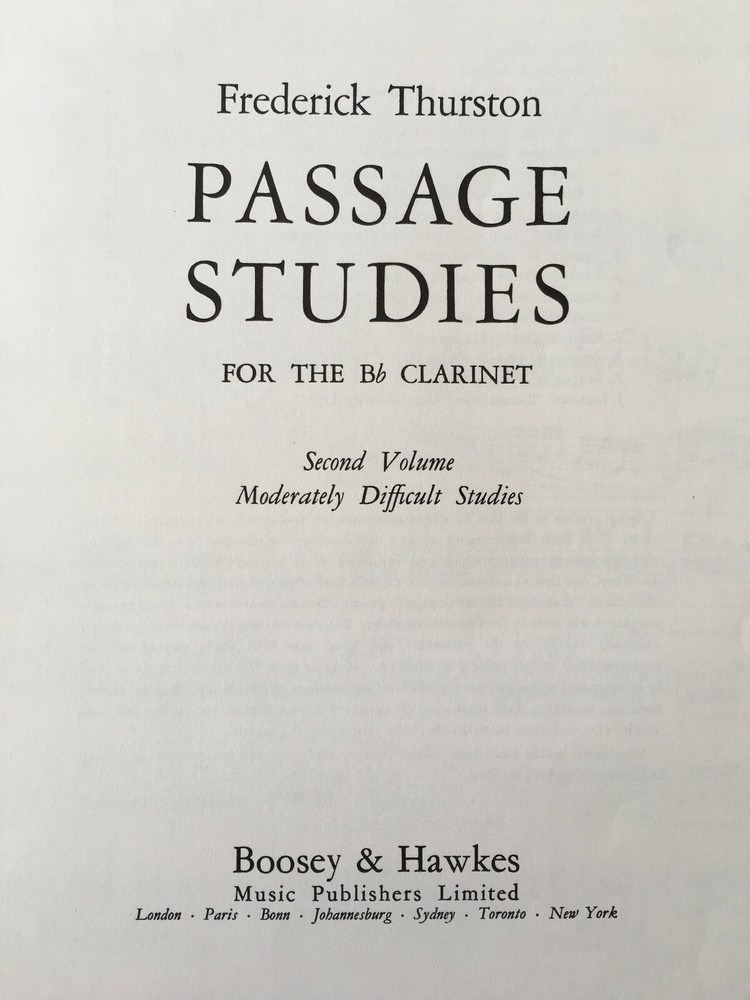 Passage Studies Volume 2 Moderately Difficult Frederick Thurston Clarinet