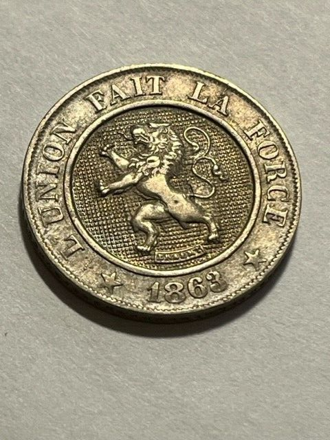 1863 Belgium 10 Centimes VF #11398
