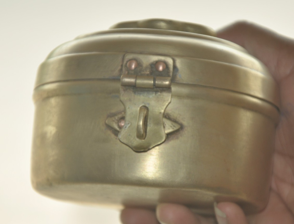 Vintage Brass Solid Handcrafted Bread Box, Rich Patina