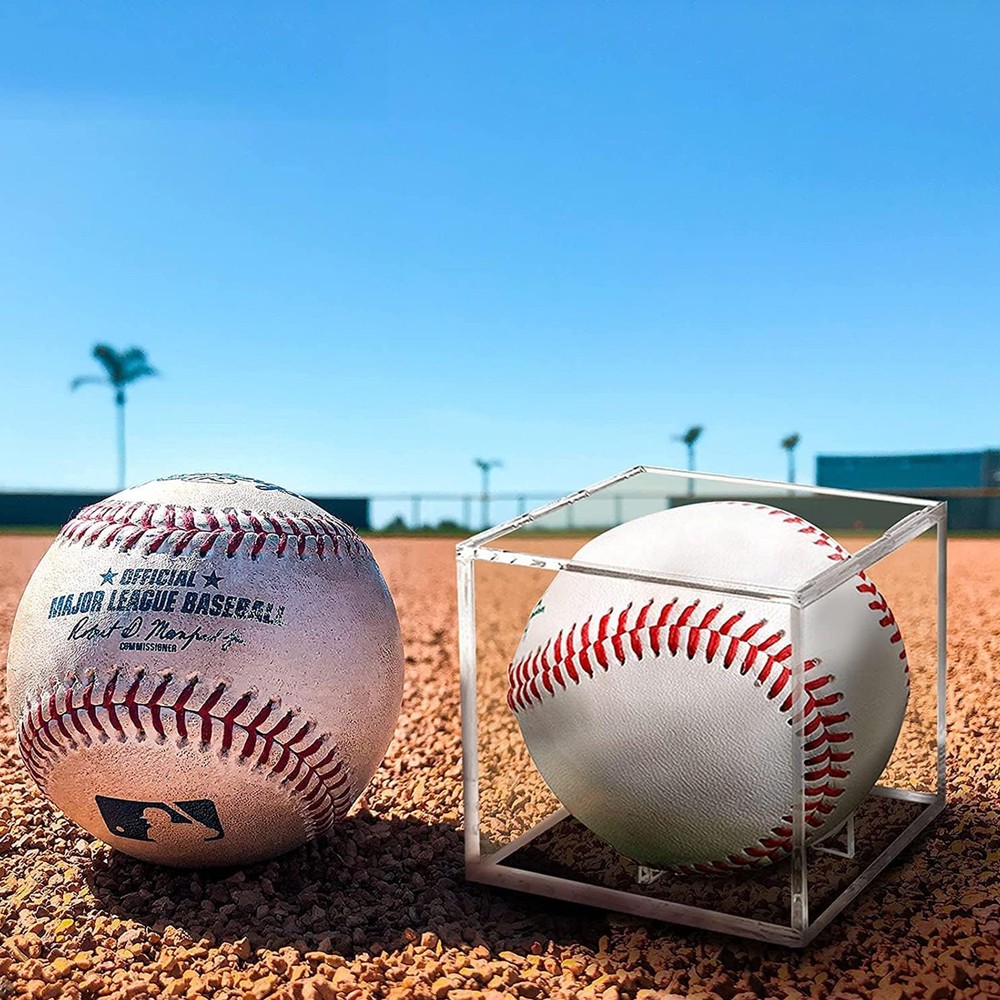 6Pack Baseball Display Case UV Protected Acrylic Clear Holder Square Ball Box