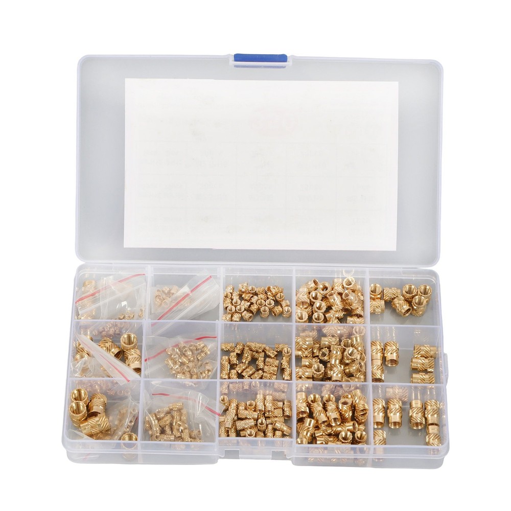 350Pack Threaded inserts kits M2-M6 Metric Internal Thread Rolled Copper Inserts
