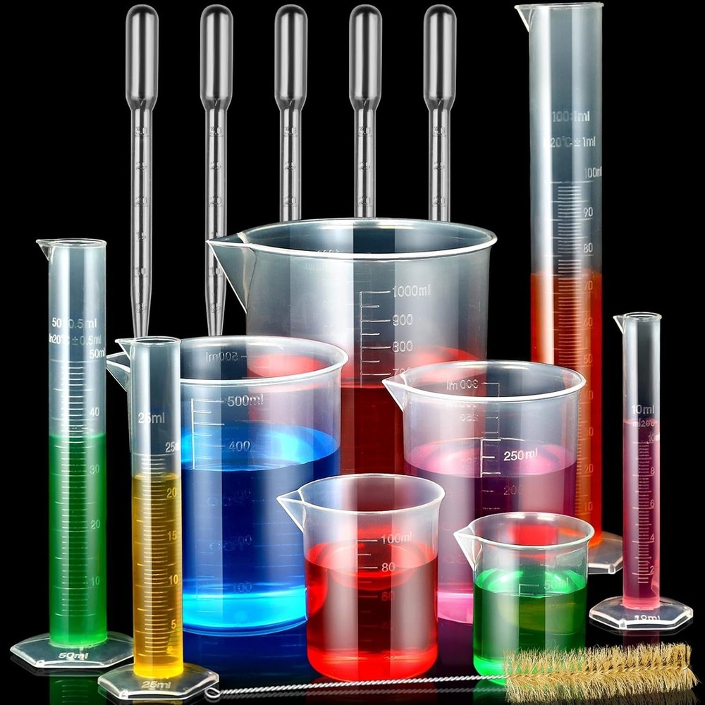 Eco-Friendly Science Lab Kit: Clear Cylinders & Beakers for Home Experiments