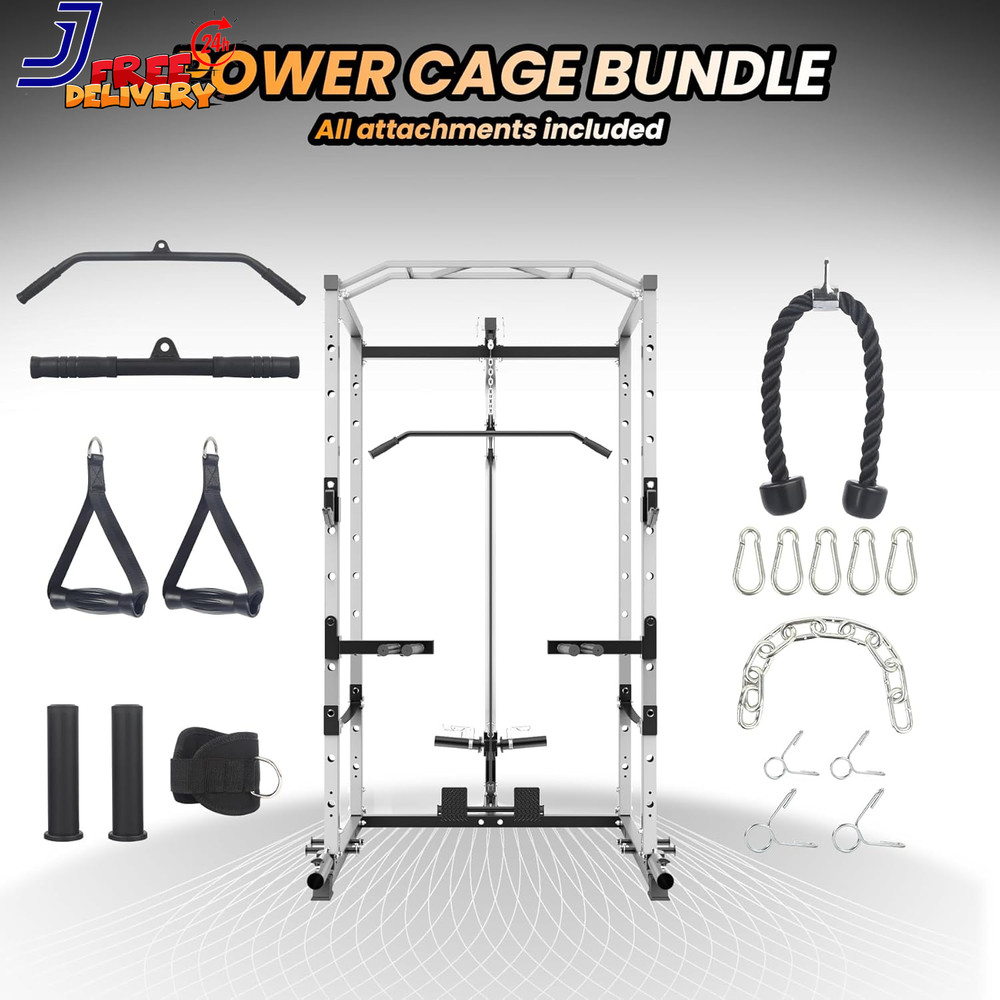 Power Cage Multi-Function Power Rack with LAT Pulldown 1600 LBS Weight Capacity