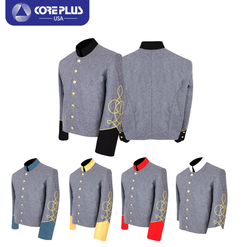Civil War Lt's Grey Wool Shell Jacket - 1 Gold Braid, Single Breasted