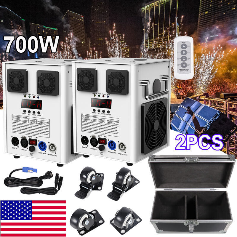 700W Cold Spark Machine Firework Stage Effect DMX Wedding with Flight Case