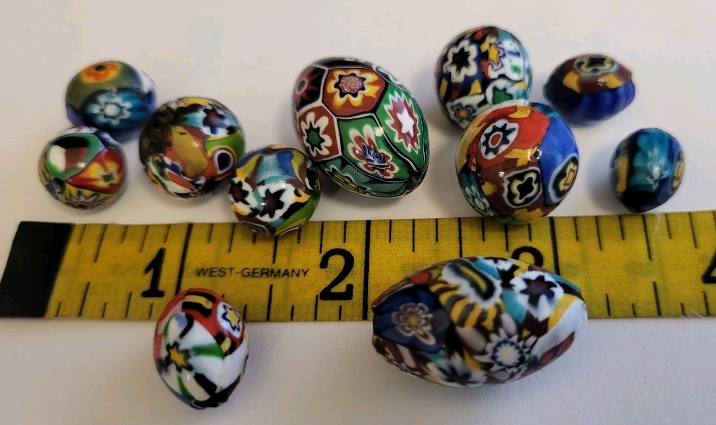 Lot of 11 GORGEOUS Vintage Italian Millefiori Beads