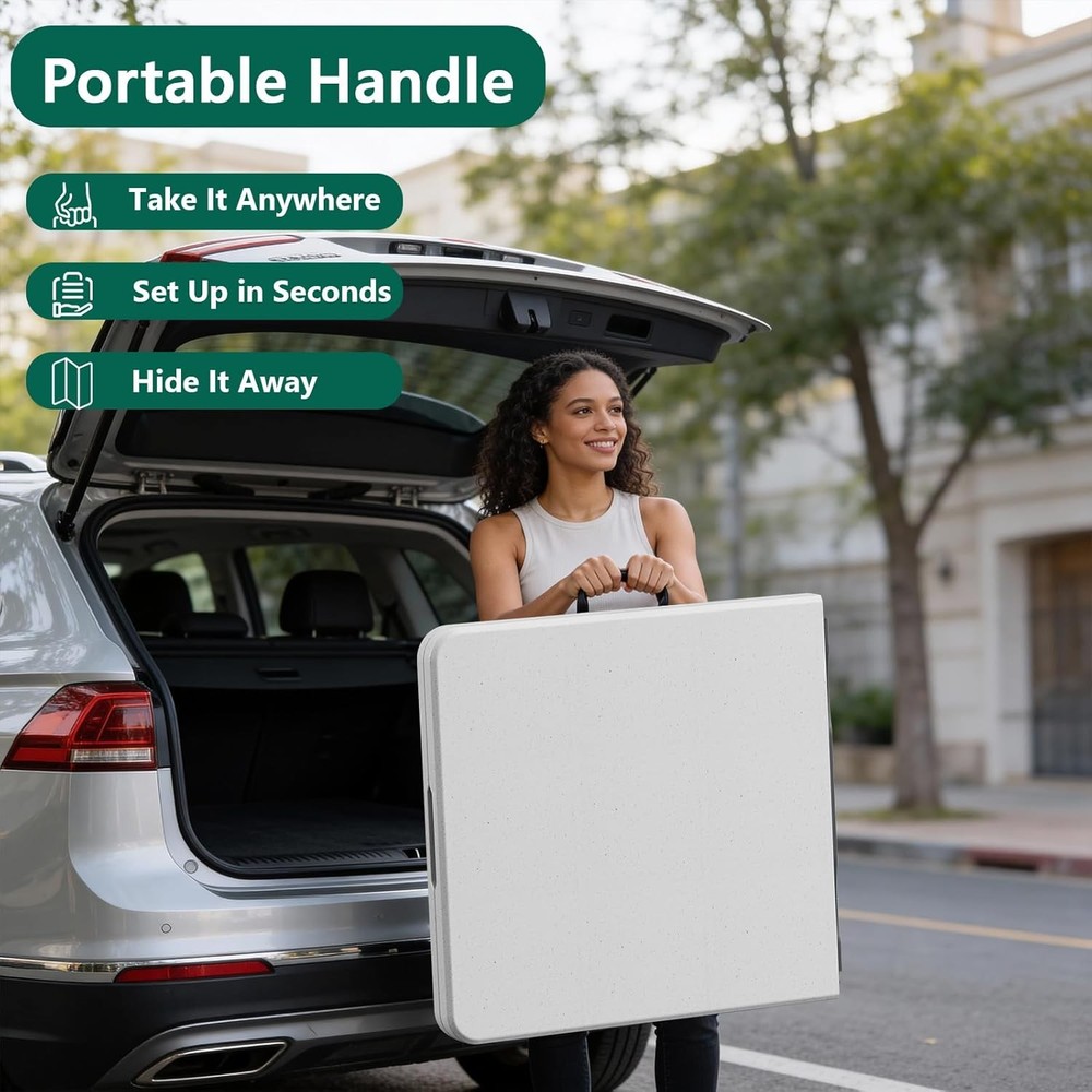 Folding Table 5FT Heavy Duty Plastic Table, Foldable&Portable, Fold-in-Half Util