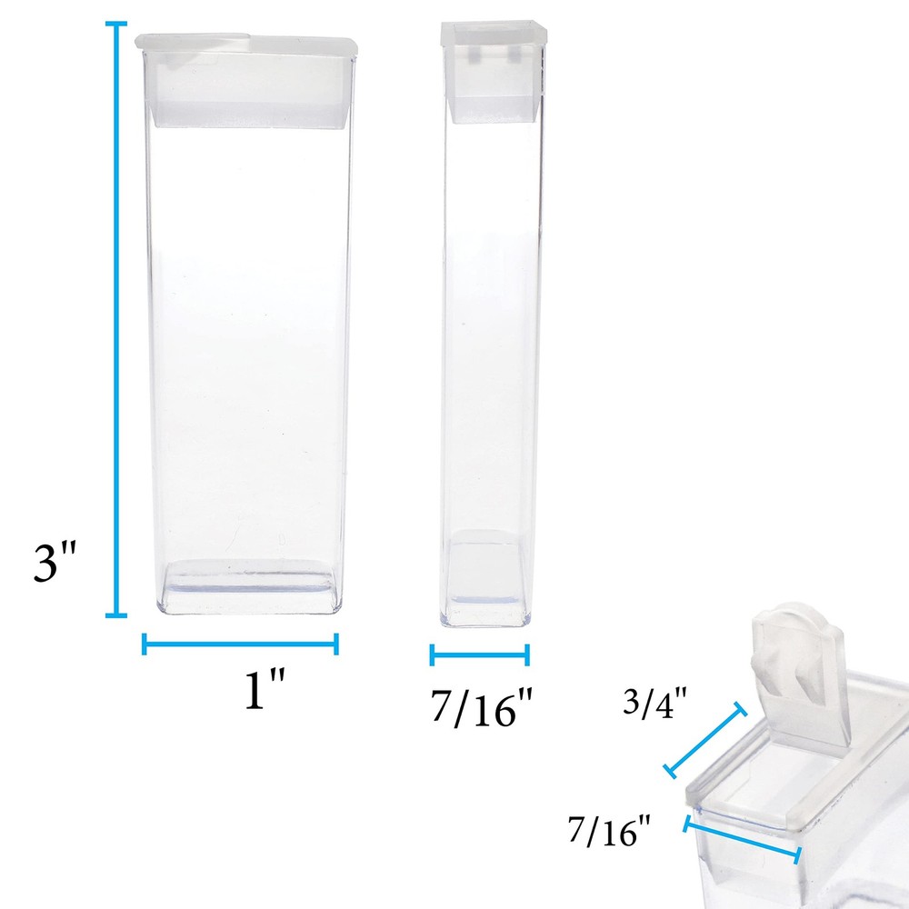 The Beadsmith Clear Plastic Boxes - Rectangle with a Flip Top Cap - 7/16” x 1...