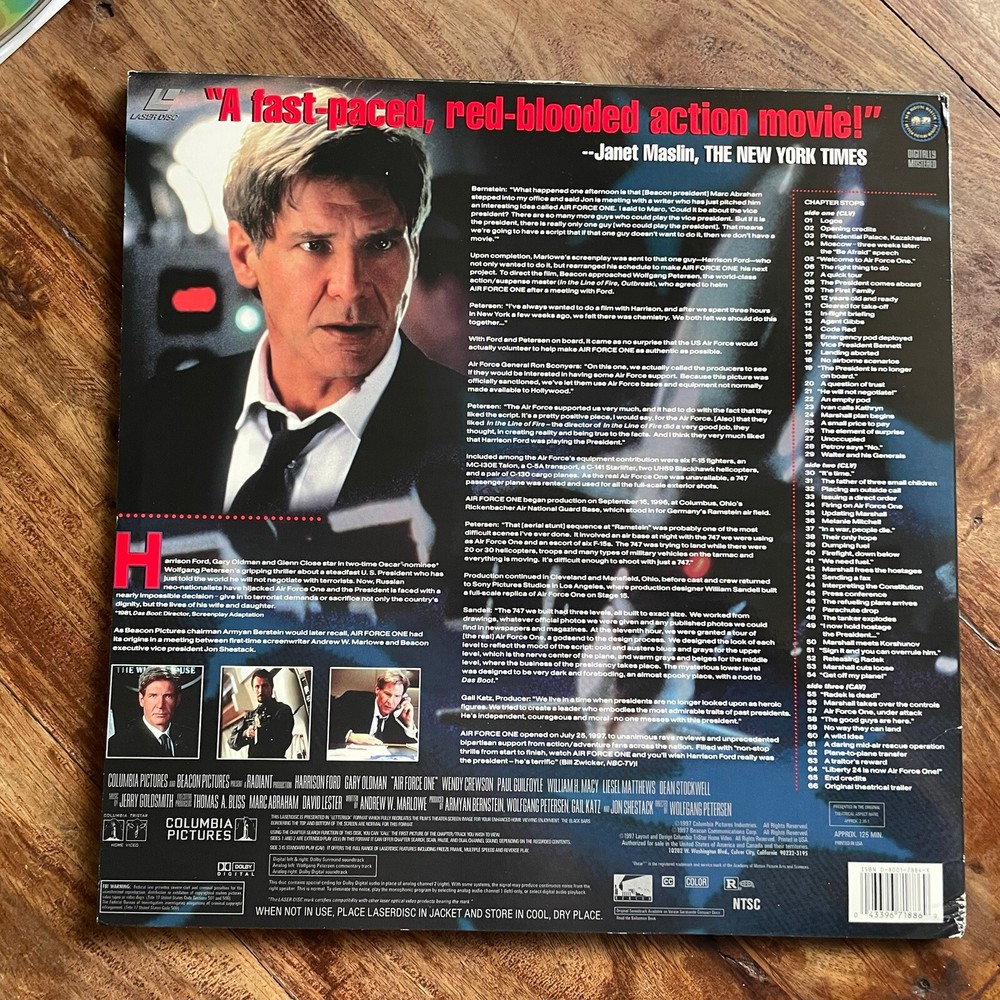 AIR FORCE ONE - HARRISON FORD MINT LASERDISC (TWO DISCS) / DELUXE WIDESCREEN