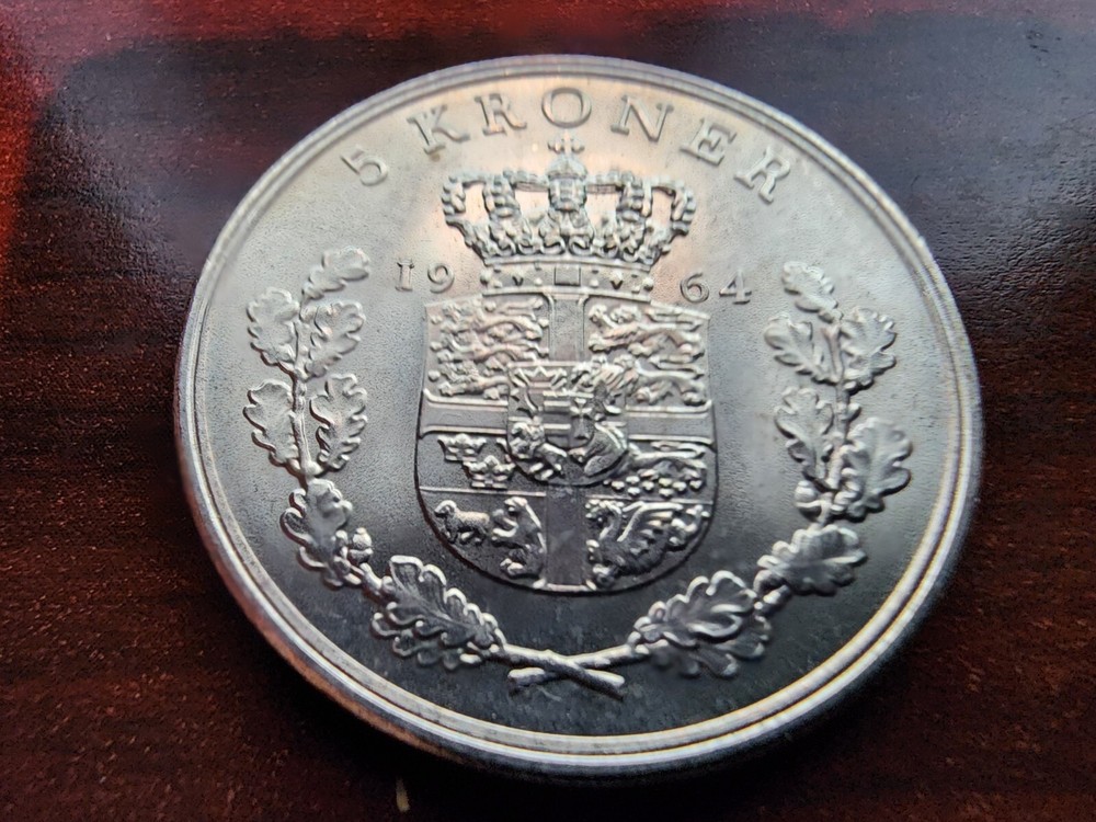 1964 DENMARK 5 KRONER COIN UNCIRCULATED