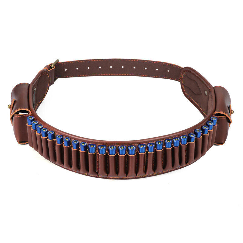 TOURBON PU Leather 410GA Ammo Belt Shotgun 45-70 Rifle Shell Carrying Side Pouch