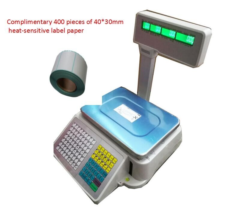 110V Digital Price Computing Thermal Label Printer 66LBS Fruit Scale Supermarket