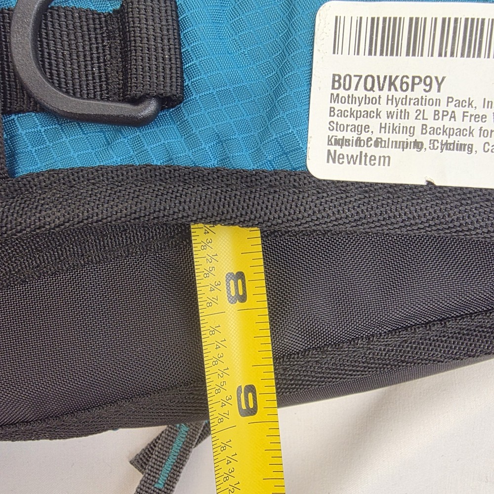 MothyBot Hydration Pack Backpack 2L Bladder Hiking Camping Blue Reflective