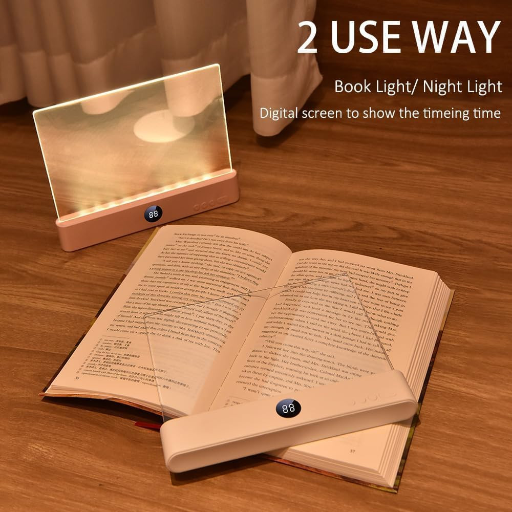 Adjustable 3-Color LED Book Light with Timer & Memory Function - Black