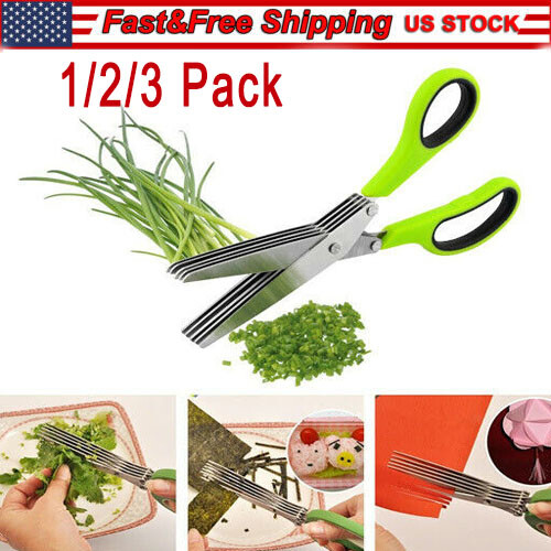 Herb Scissors Chop Herbs Easily with 5 Blade Scissors Onion Cutter Kitchen Tool