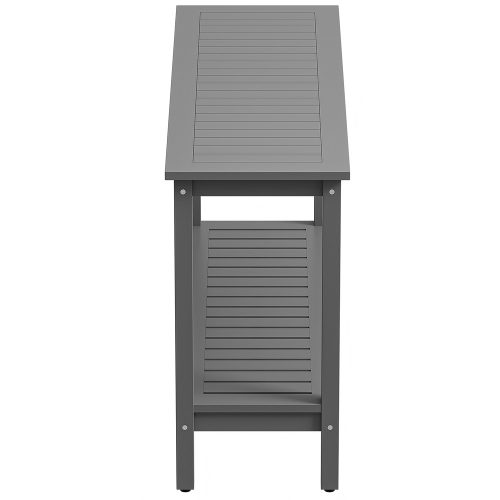 Console Table 48" Patio Side Accent Table Multifunctional with Foot Sliders Grey