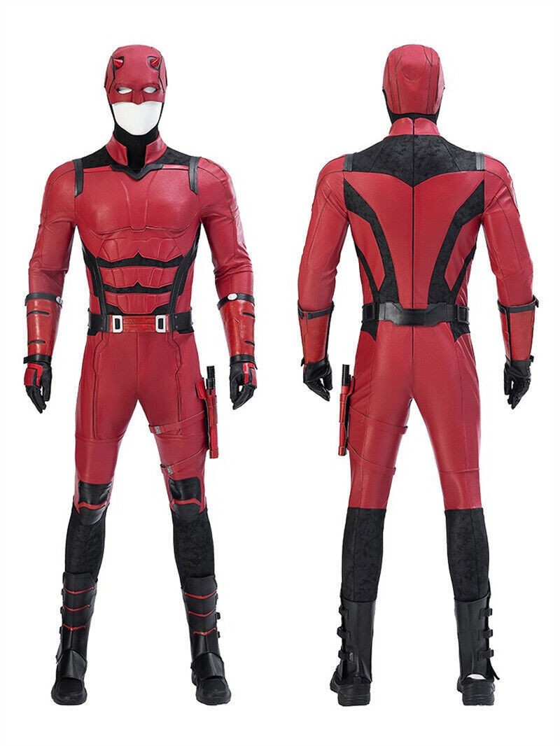 Daredevil Marvel Cosplay Costume Outfits Jumpsuit Shoes Mask Accessories Set