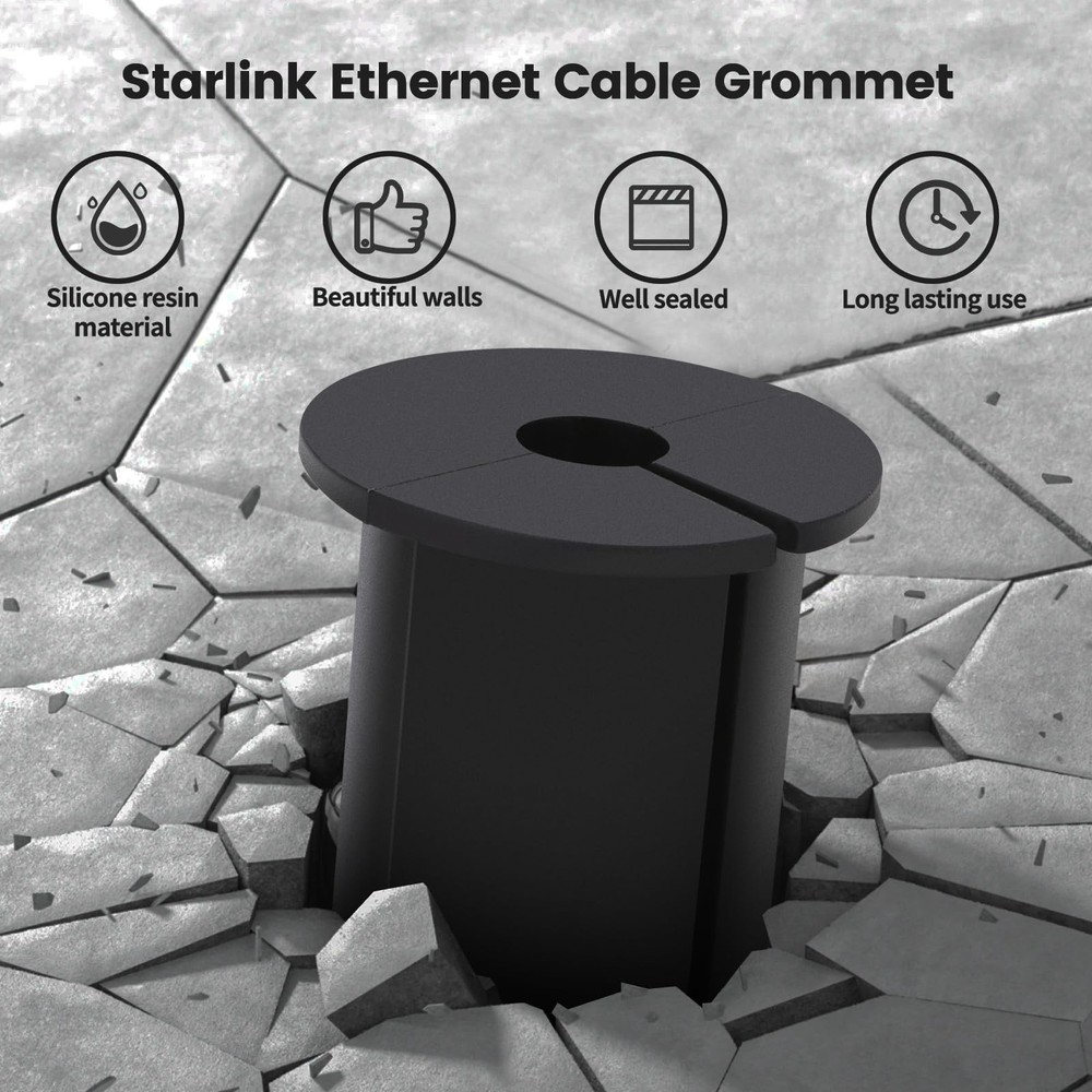 Wall Grommet, Silicone Cable Routing Kit for Hole, 2pc, black