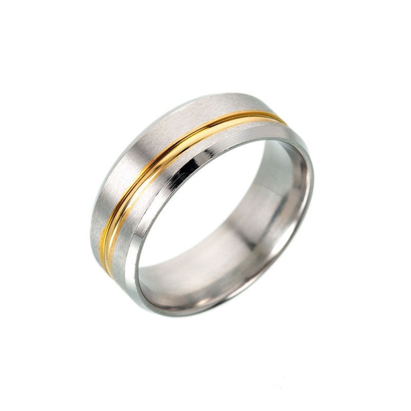 Gold Plated Ring Wedding Band Tungsten Carbide Men's Jewelry