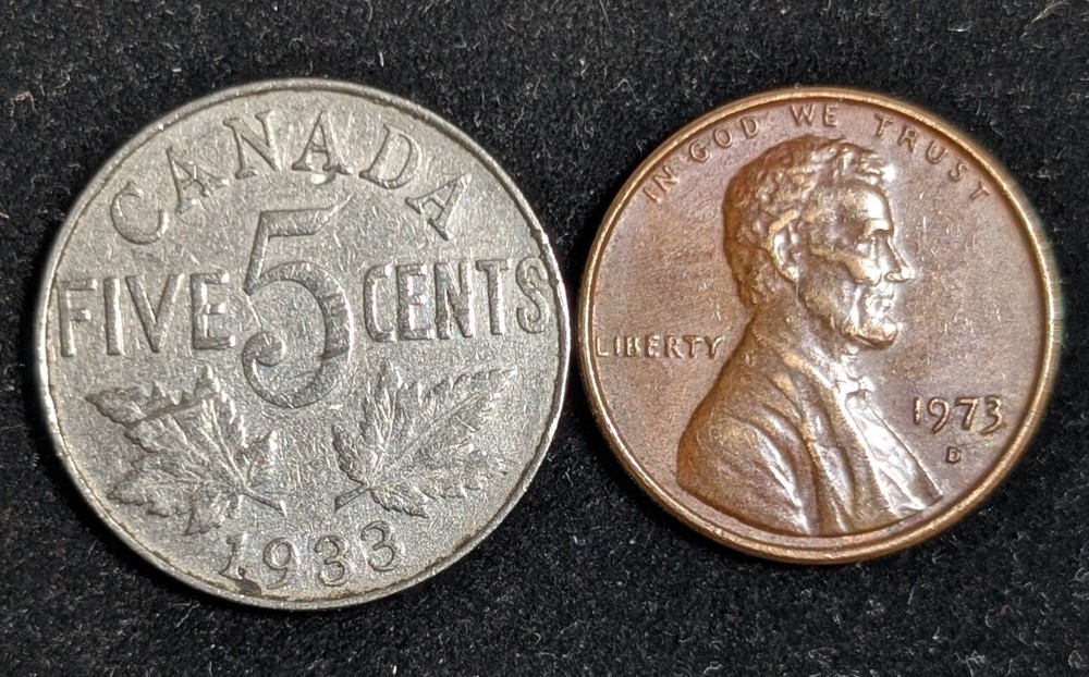 1933 Canada 5 Cents Circulated KM# 29