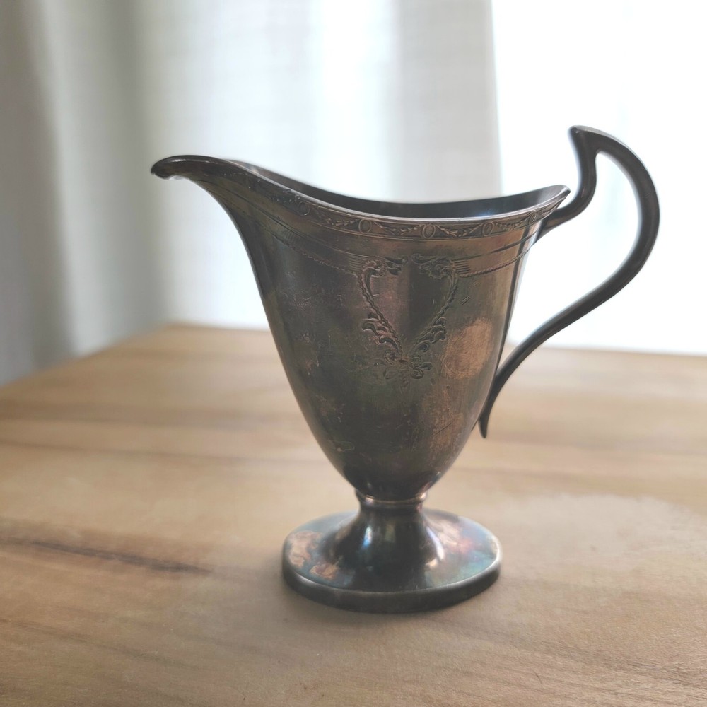Vintage PS Co Silver Creamer Pitcher 5 In