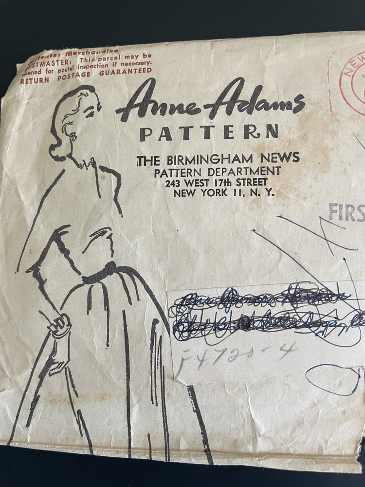 4693 Anne Adams Sewing Pattern 1950s Blouse Button Front NO INSTRUCTIONS