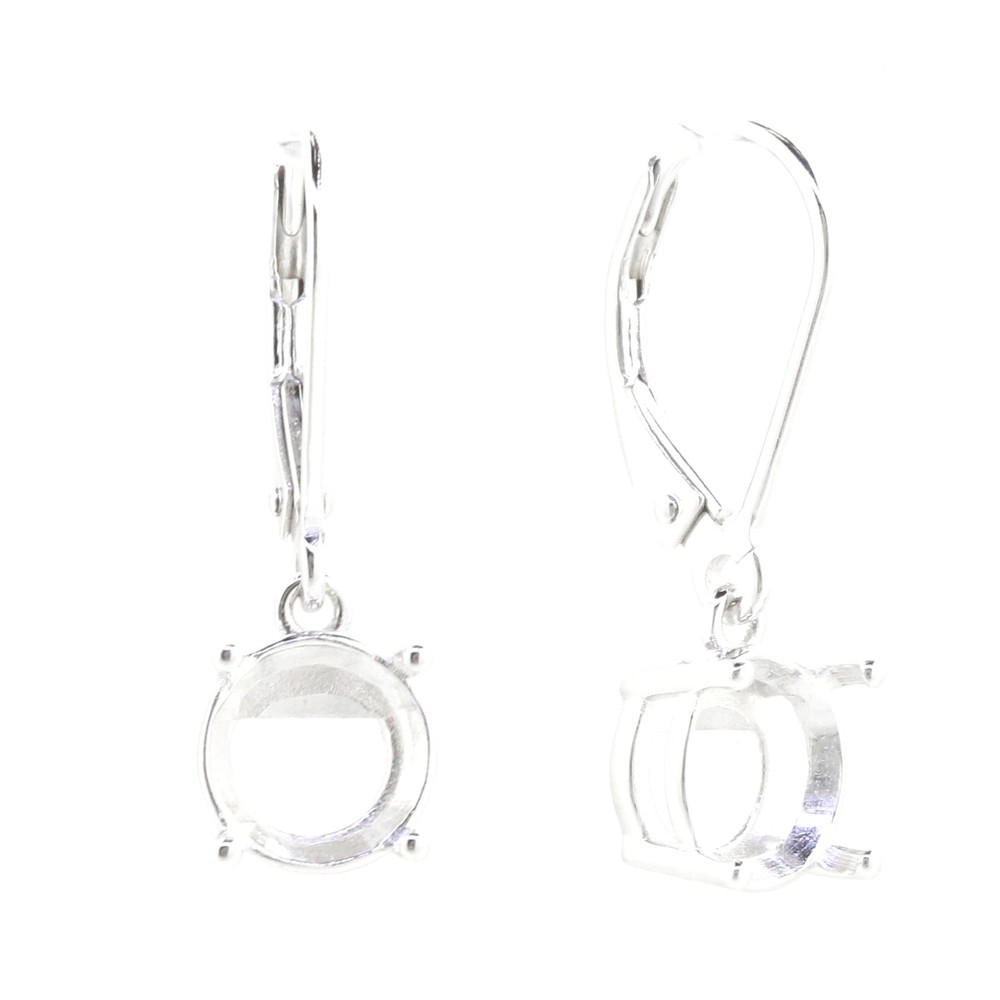 Sterling Silver Semi Mount Earrings Setting Round RD 8x8mm