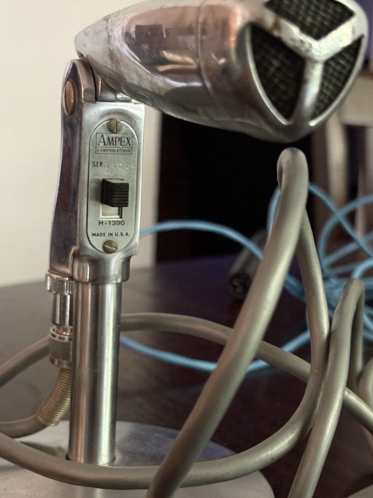 #2 Testing Working Vintage Ampex H1390 Microphone 2 With Stand And Cable