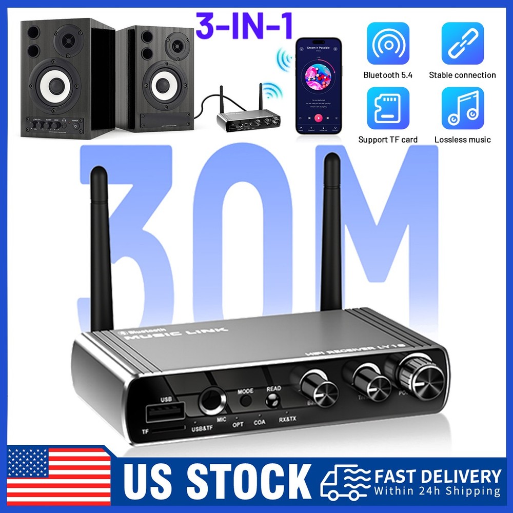 Bluetooth V5.4 Transmitter Receiver Long Range For TV Home Stereo Audio Adapter