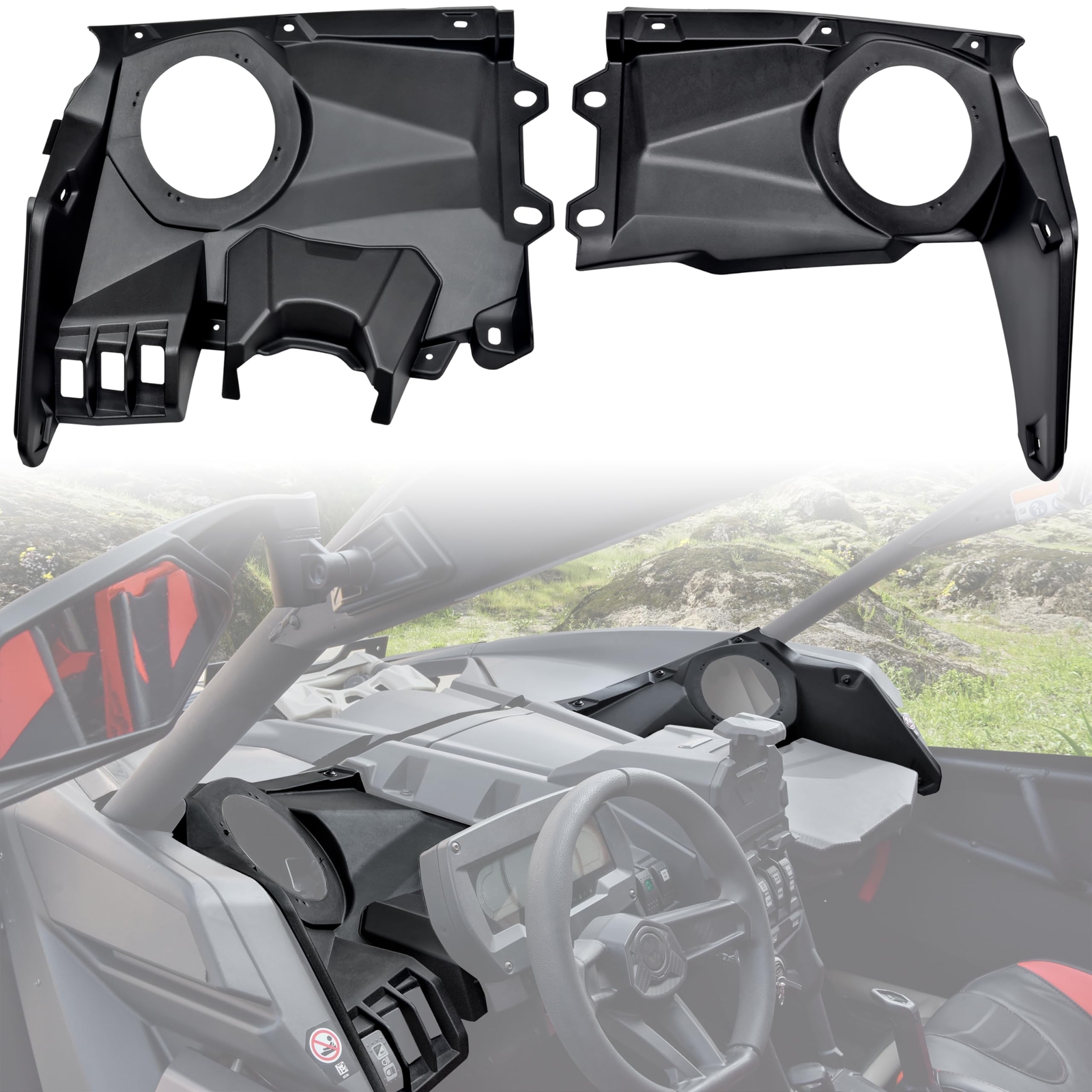 Front Dash Speaker Mount 6.5in Speaker Enclosure Panels for Can Am X3 2017-2024