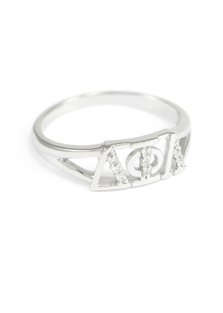Delta Phi Lambda Sterling Silver ring with CZ's