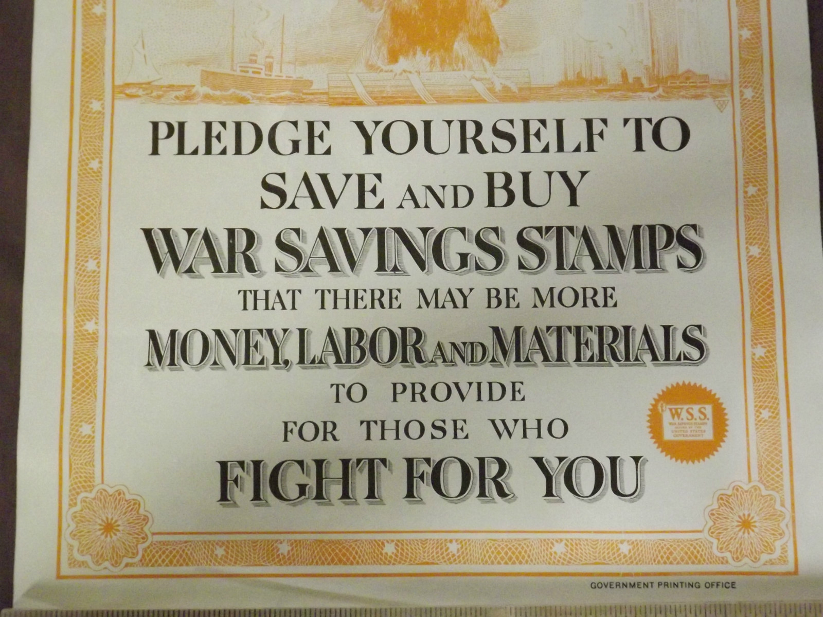 WORLD WAR 1 ORIGINAL NATIONAL WAR SAVINGS DAY BALD EAGLE LIBERTY TORCH POSTER