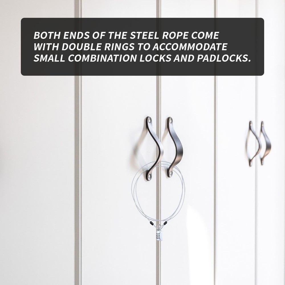 S SYDIEN Cable Lock Double Loops 6.6Ft Long Silver Security Cables with Lock,...