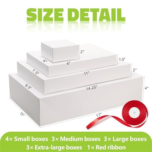 13 Pack Gift Boxes with Lids for Presents, Assorted size Gift Boxes for White