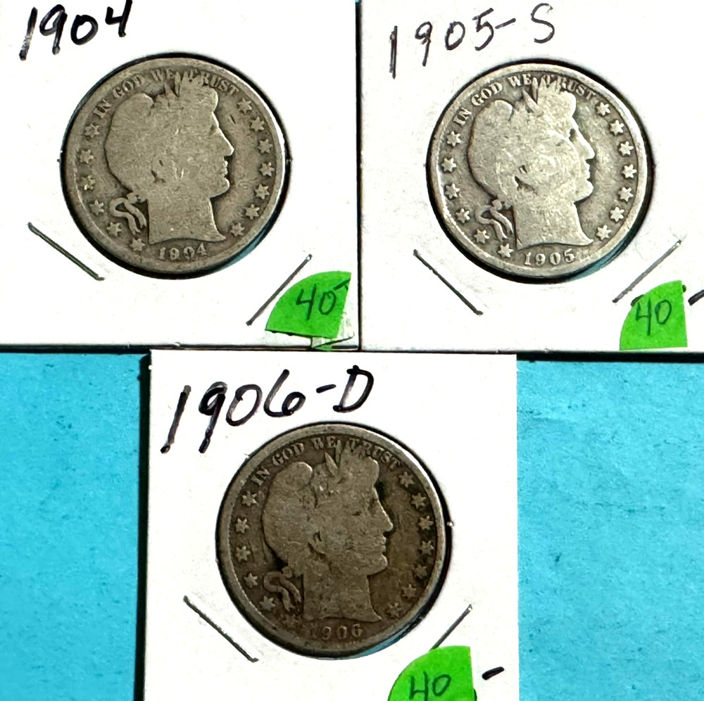 Barber Half Dollars - 3 coins