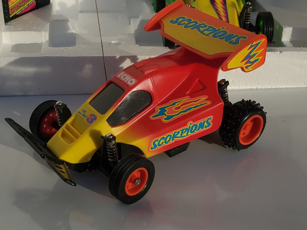 Vtg 1993 Echopro Radio Controlled Scorpion Racing Set. Missing one controller