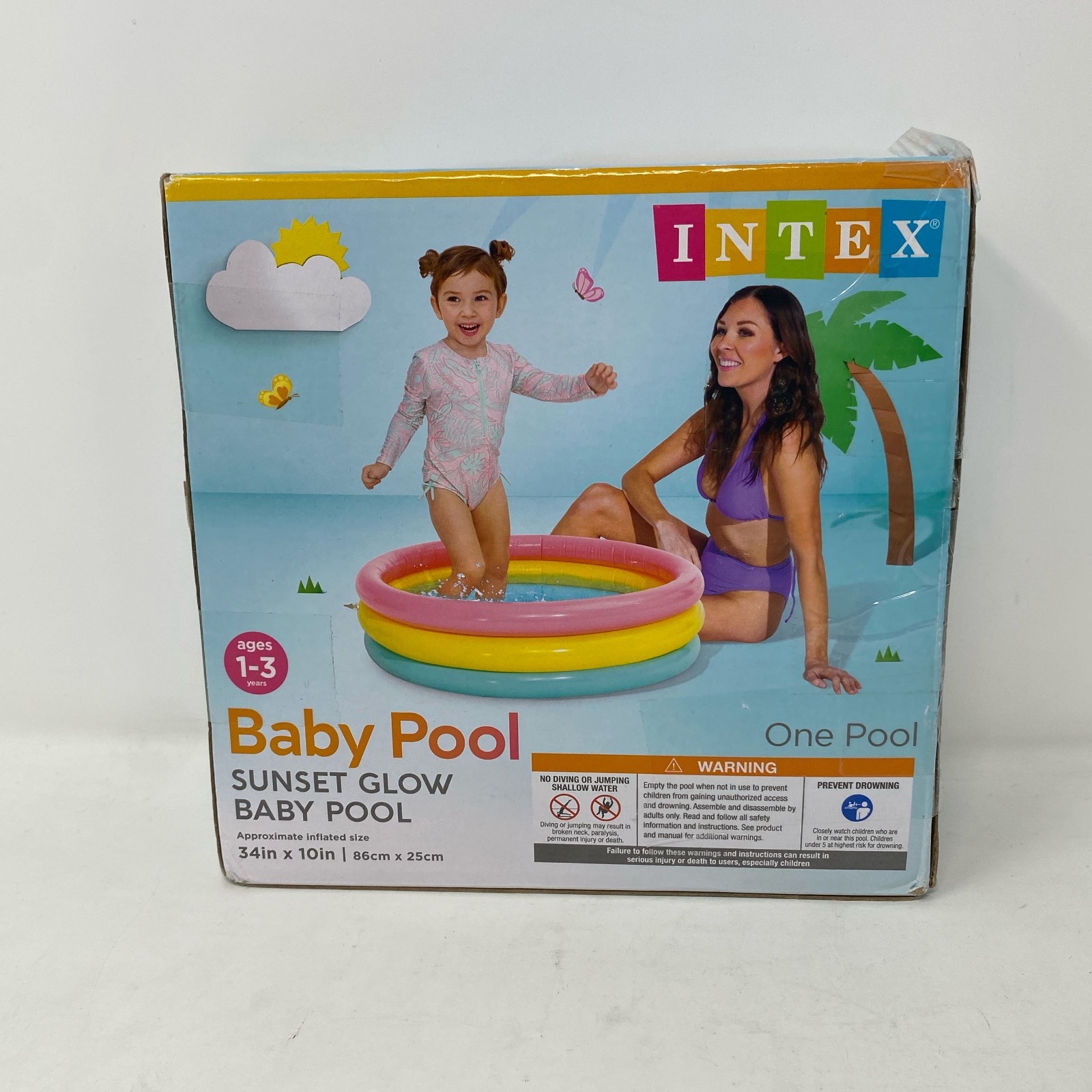 Intex Sunset Glow Baby Pool, Multicolor 34in x 10in