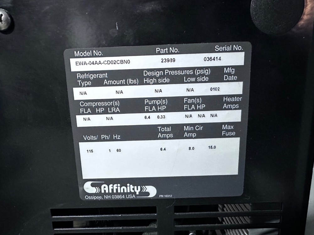 Affinity EWA-04AA-CD02CBN0 Recirculating Water Chiller 115V – Tested & Working