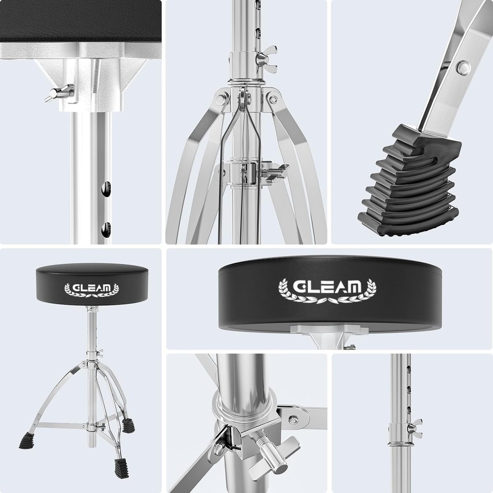 Universal Adjustable Drum Stool – Comfortable Memory Foam Seat up to 400 lbs