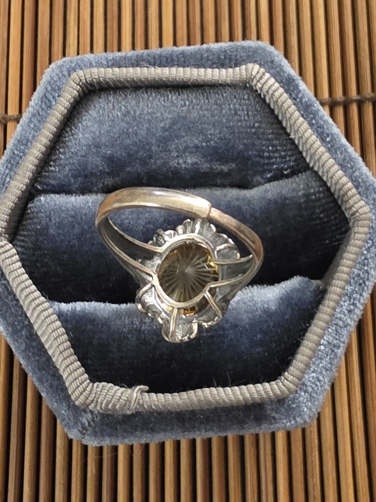 925 Silver Citrine Adjustable Ring