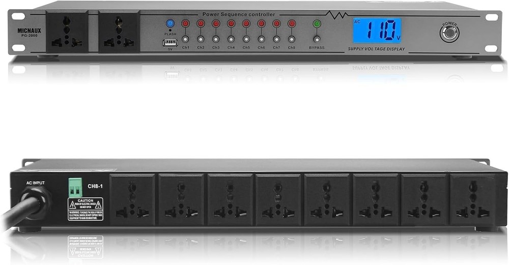 Rack Mount Sequencer Surge Protector 2000W 10 Outlets--