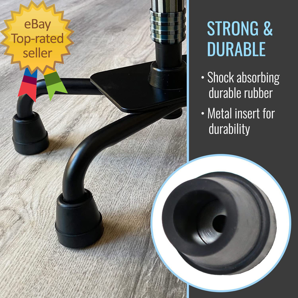 Durable Replacement Quad Cane Tips Extra Stability No-Slip Grip 1/2 Inch