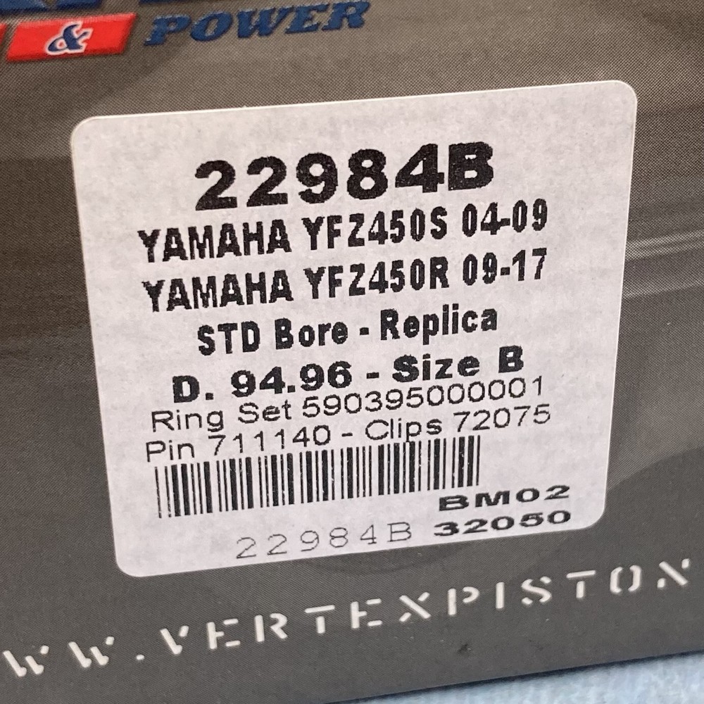 Vertex - 22984B - Piston Kit, Standard Bore 94.96mm, 12:1 Compression