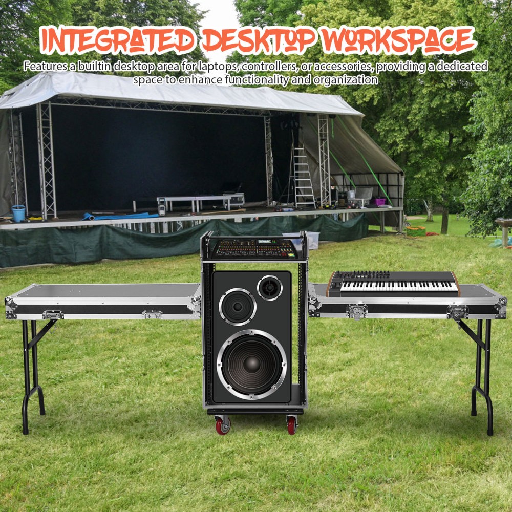 16U DJ Road Case Flight Case Tilted Mixer Stand & Work Table,Studio Rack Cabinet