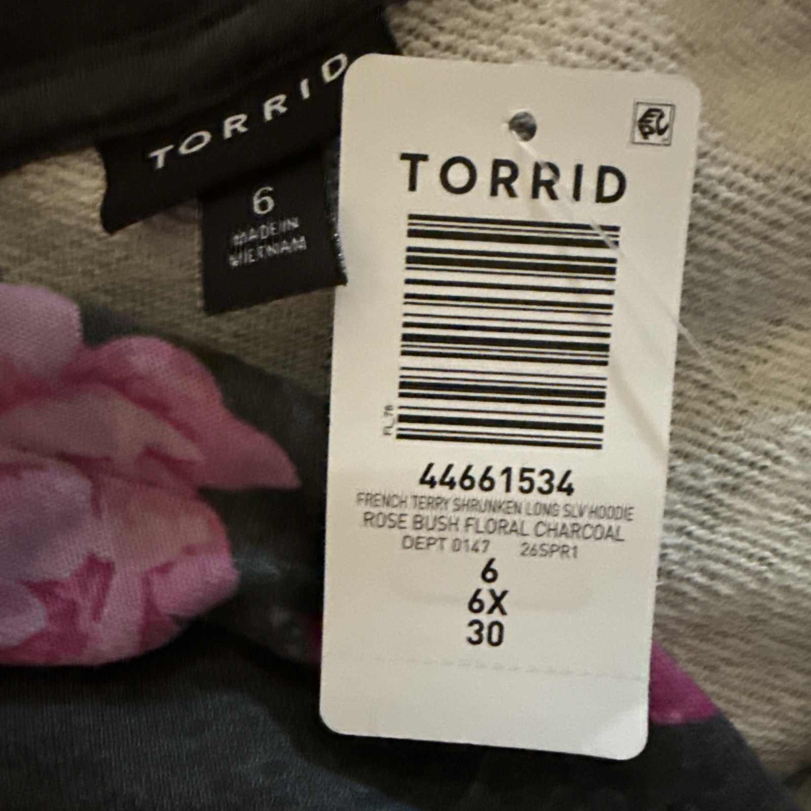 TORRID SWEATSHIRT HOODIE FRENCH TERRY LONG SLEEVE TOP 6 6X 6XL 30