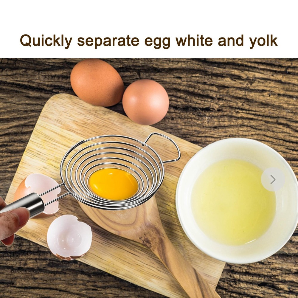 Egg Separator Stainless Steel Egg Yolk Separator with Long Handle Baking Tool