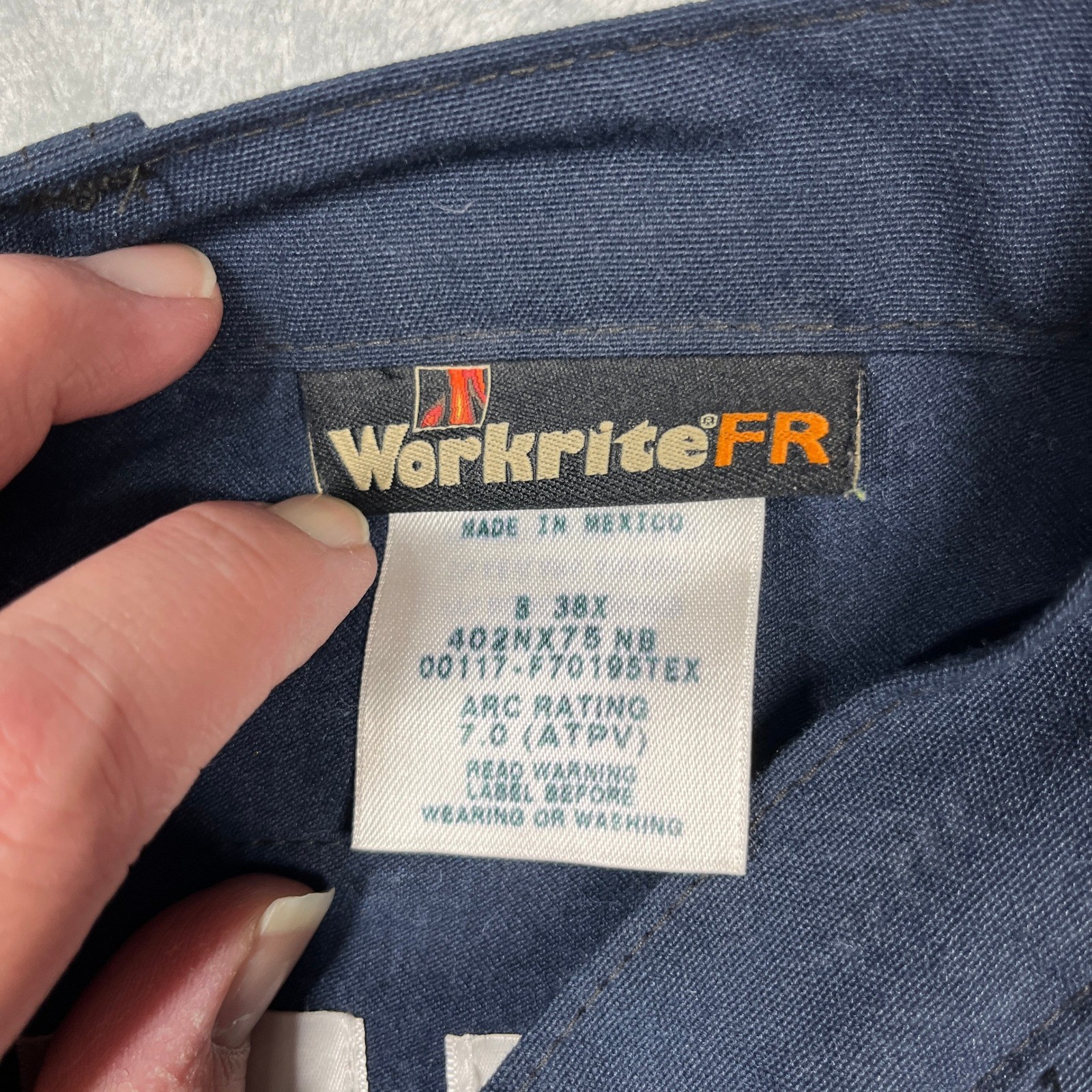 Workrite FR Work Pants Mens 38x35 Navy Blue Nomex IIIA Flame Resistant 402NX75NB